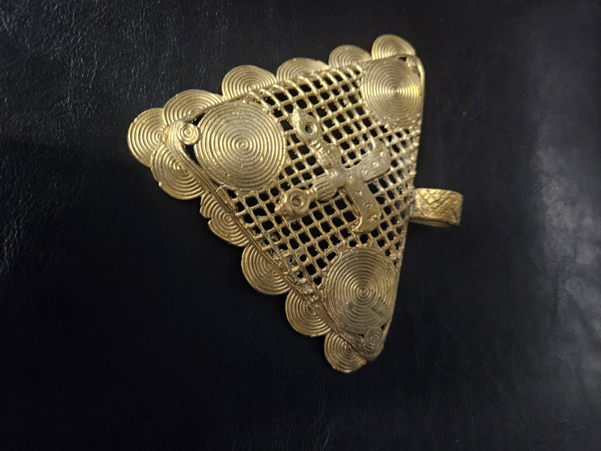 Oversized Adinkrahene Akofena Brass Statement Pendant – Handcrafted in Ghana