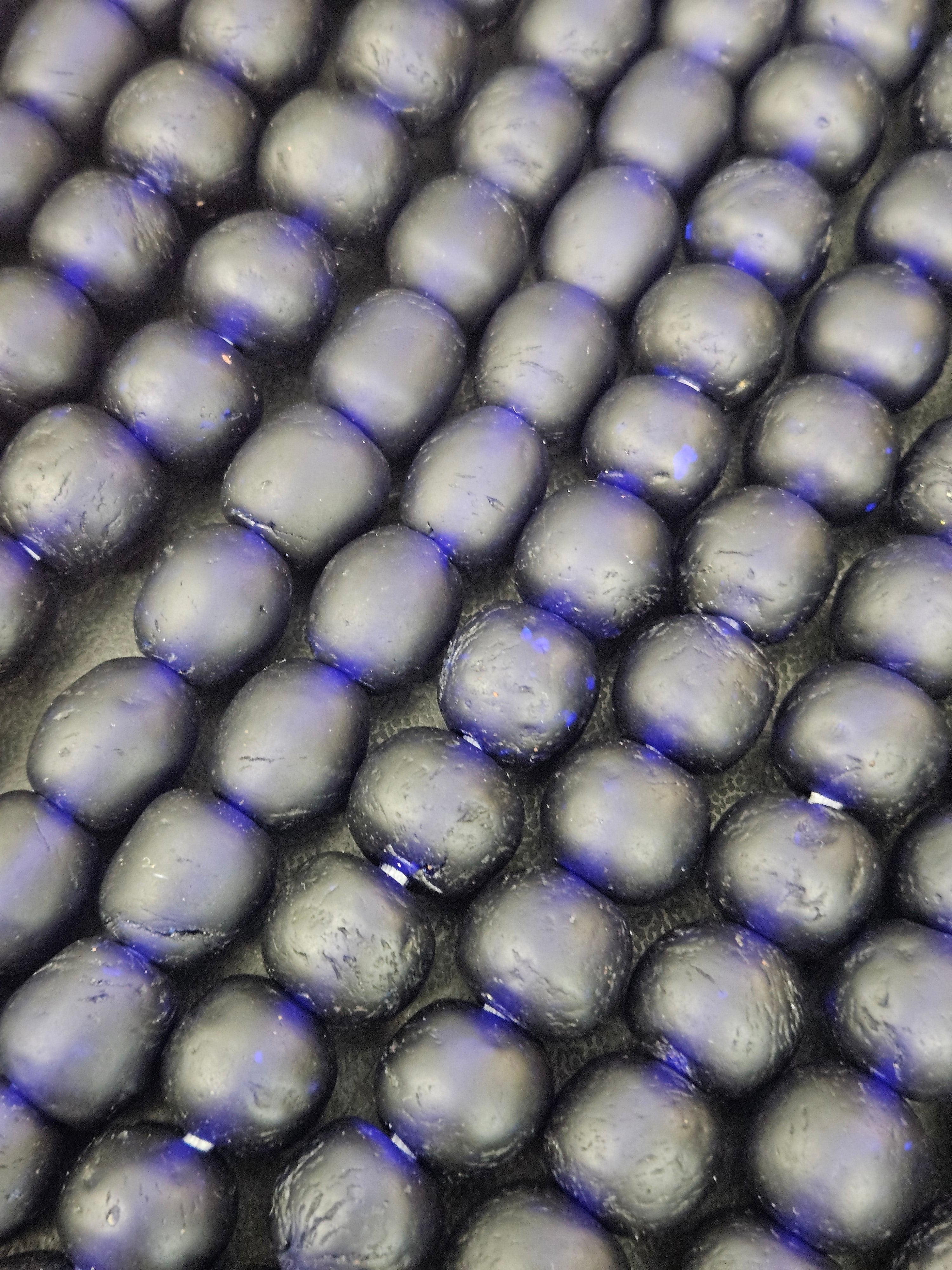 African Glass Beads – Deep Indigo Krobo Pocket Beads from Ghana