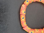 Painted Krobo Glass Tube Beads | Coral Orange Recycled Glass Tube Beads | Handmade in Ghana | 13–14×26–30mm
