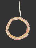African Glass Beads – Painted Krobo Long Tubes, Gray & Coral Krobo Beads