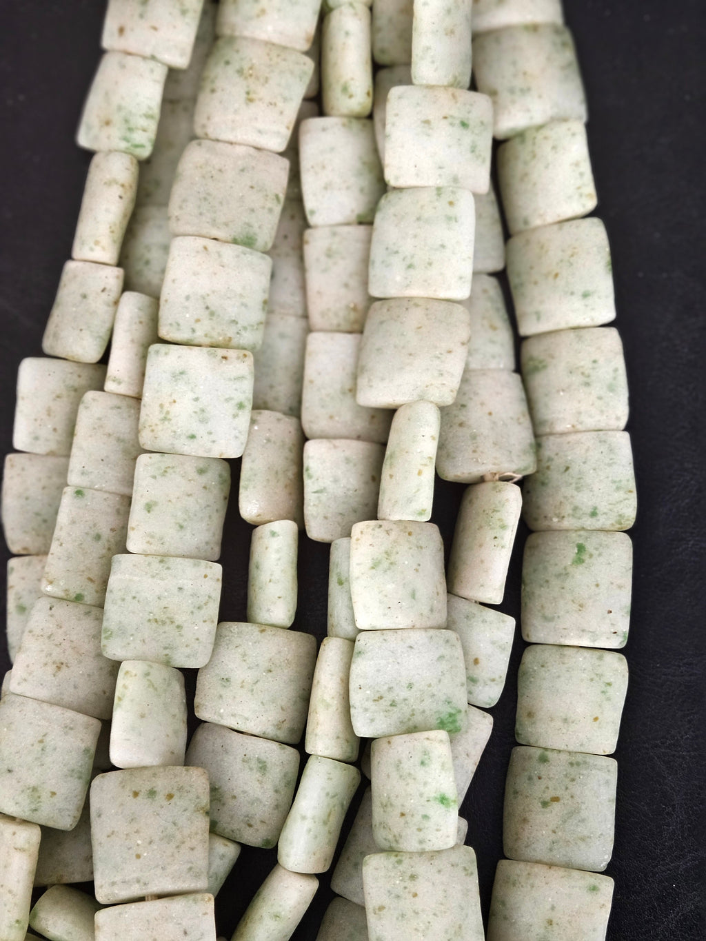 Aadampo Large Moss Green Krobo Powdered Glass Beads | Authentic Handmade Recycled Glass Beads | 25 × 25 × 11–12mm (Copy)