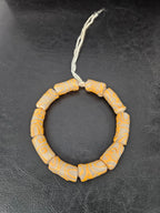 African Glass Beads – Painted Krobo Long Tubes, Frosty White & Gold Beads