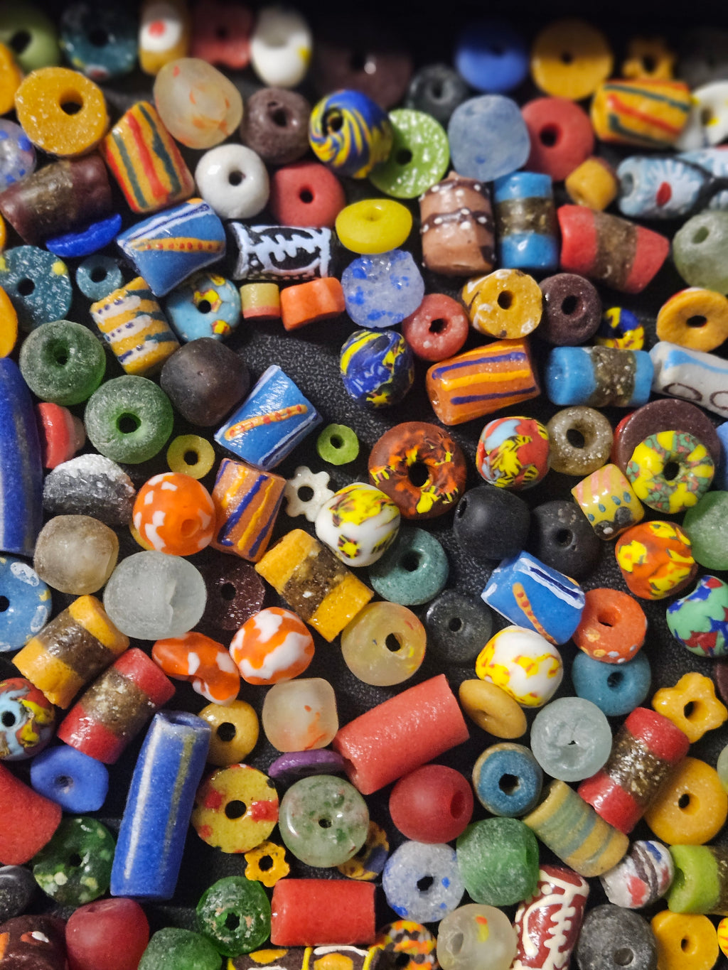 Ghana Glass Bead Treasure Mix – Assorted African Krobo Beads, 1 Cup