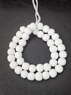 Blue & White African Glass Bead Bundle: Hand-Painted Krobo Rondelle and White Pocket Beads from Ghana