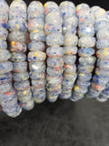 Blue Gray African Recycled Glass Short Tube Beads – Handmade Krobo Powder Glass Beads, 32–33 Beads