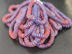 Cobalt Blue & Coral Red Krobo Glass Spacer Beads | Handmade Recycled Glass Beads from Ghana