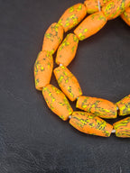 XL Orange Fusion Krobo Recycled Glass Beads | Handmade African Statement Beads from Ghana
