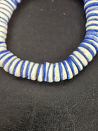 Handmade Cobalt Blue & Ivory Krobo Glass Spacer Beads | African Recycled Glass Beads | Ghana Jewelry Making Supplies