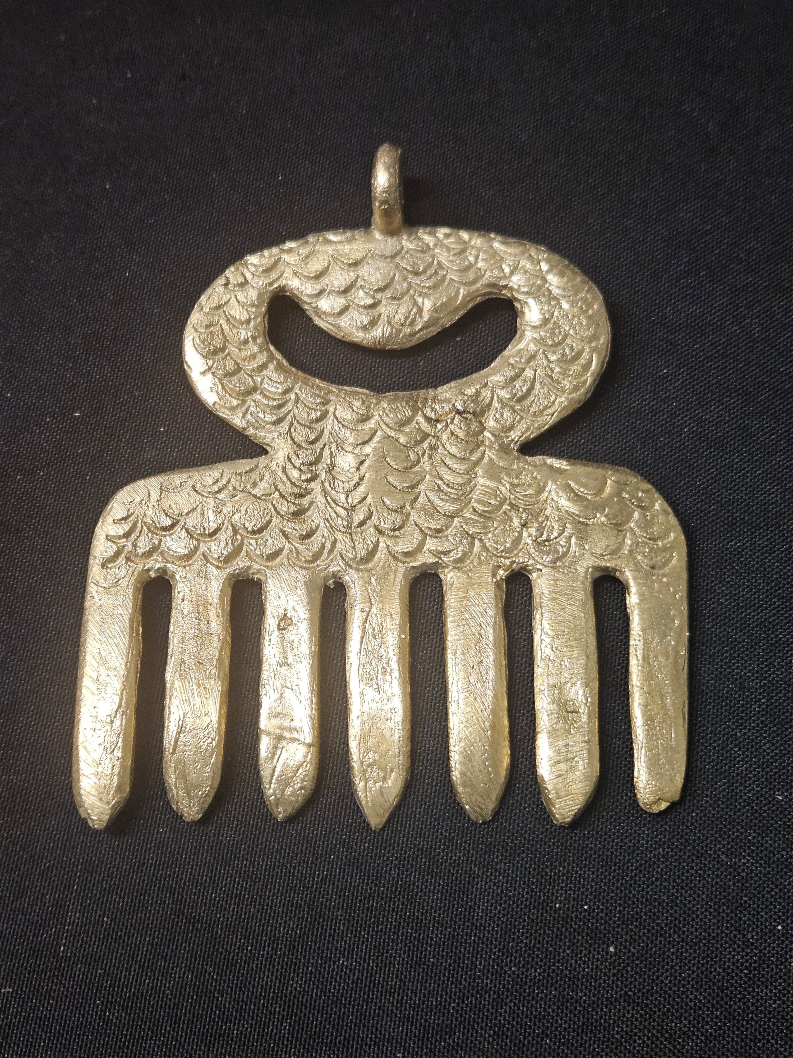Large Handcrafted Duafe Africarass Pendant | Authentic Ghana Adinkra Symbol