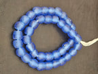 Authentic Cobalt Blue Krobo Recycled Glass Beads | Handmade Translucent Ghana Beads 12–14mm