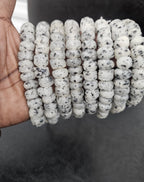 Handmade White & Black Speckled African Glass Beads – Krobo Recycled Glass Short Tube Beads for Jewelry Making