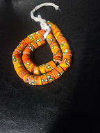 Orange Floral Trade Beads – Multicolor Pattern 8–12 × 14–15mm