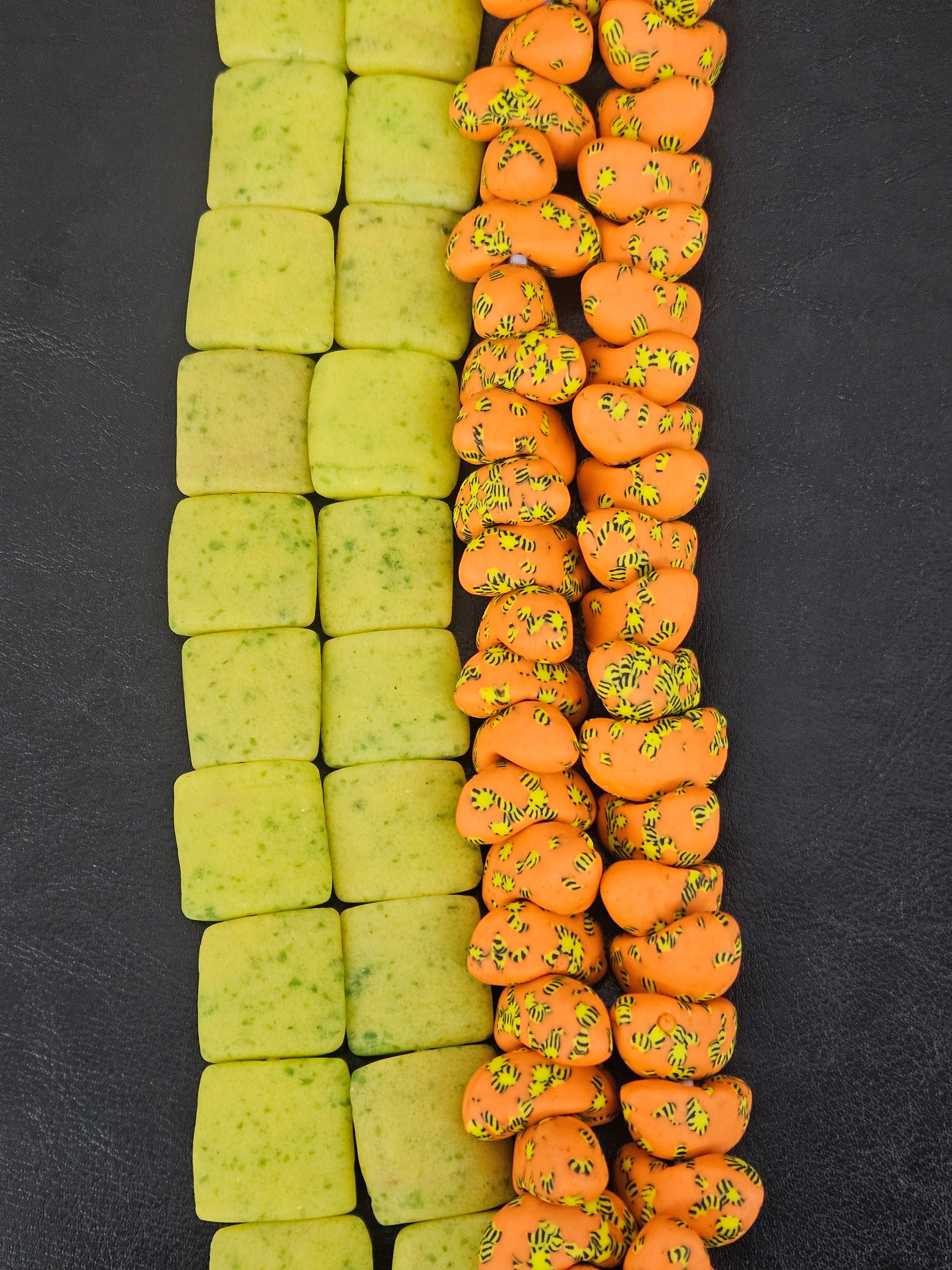 African Krobo Glass Bead Bundles | Canoe & Pillow Square Beads