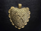 Large Akofena Ghana Brass Statement Pendant – Woven Geometric Focal