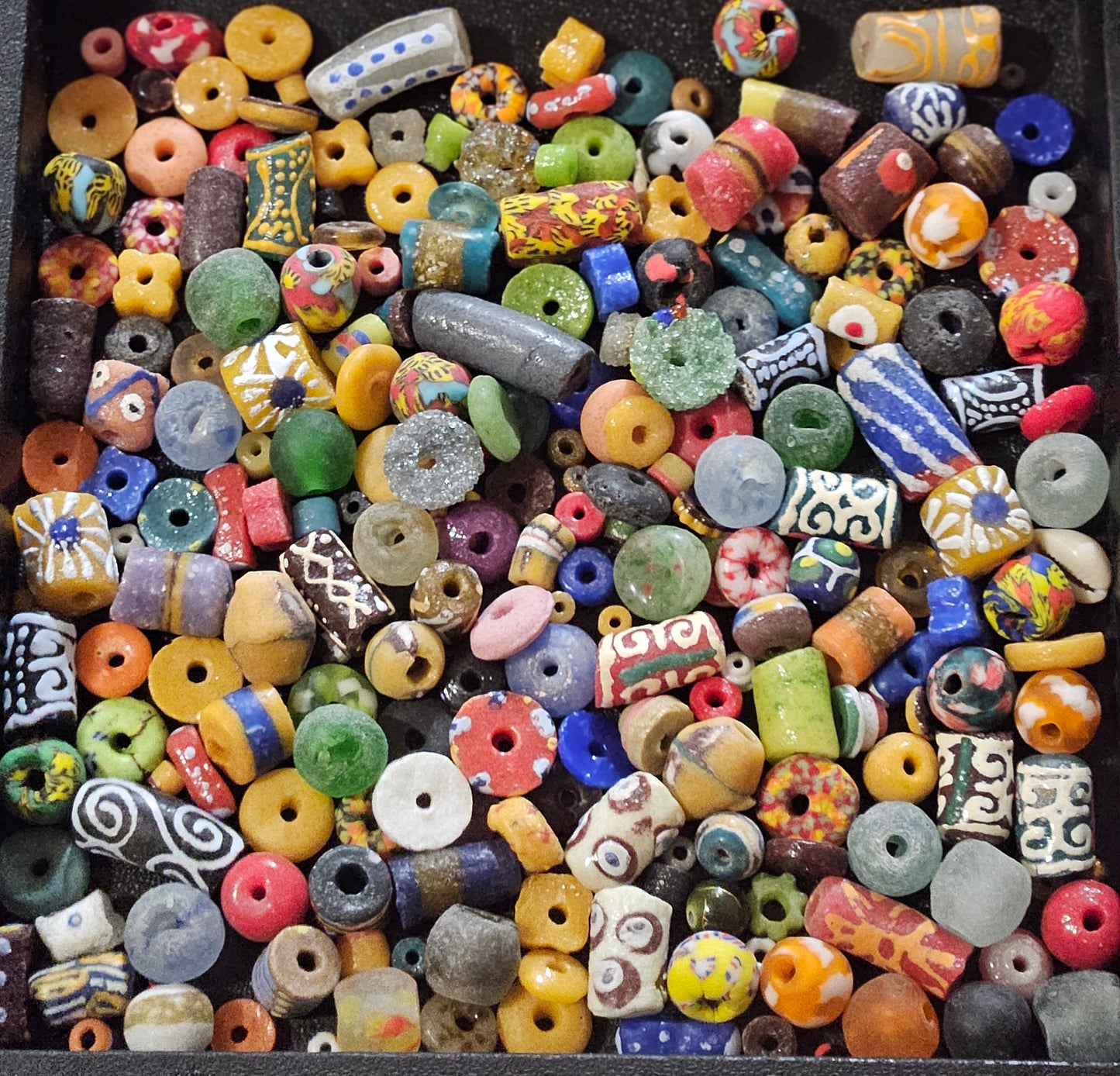 Soup‑Mix of Authentic Ghanaian Krobo Recycled Glass Beads – Approx. 160 Beads (One Cup) – Eco‑Chic Jewelry Supply