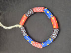 Multicolor Krobo Painted Glass Tube Beads with Hand-Painted Geometric & Wave Motifs | Handcrafted Recycled Glass from Ghana