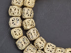 Handcrafted Ashanti Brass Filigree Cube Beads | Large Hole Ghana Brass Beads | African Brass Jewelry Making Supplies