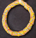 Yellow & Red Patterned Krobo Recycled Glass Tube Beads – 12–14 × 15–18 mm | Handcrafted in Ghana