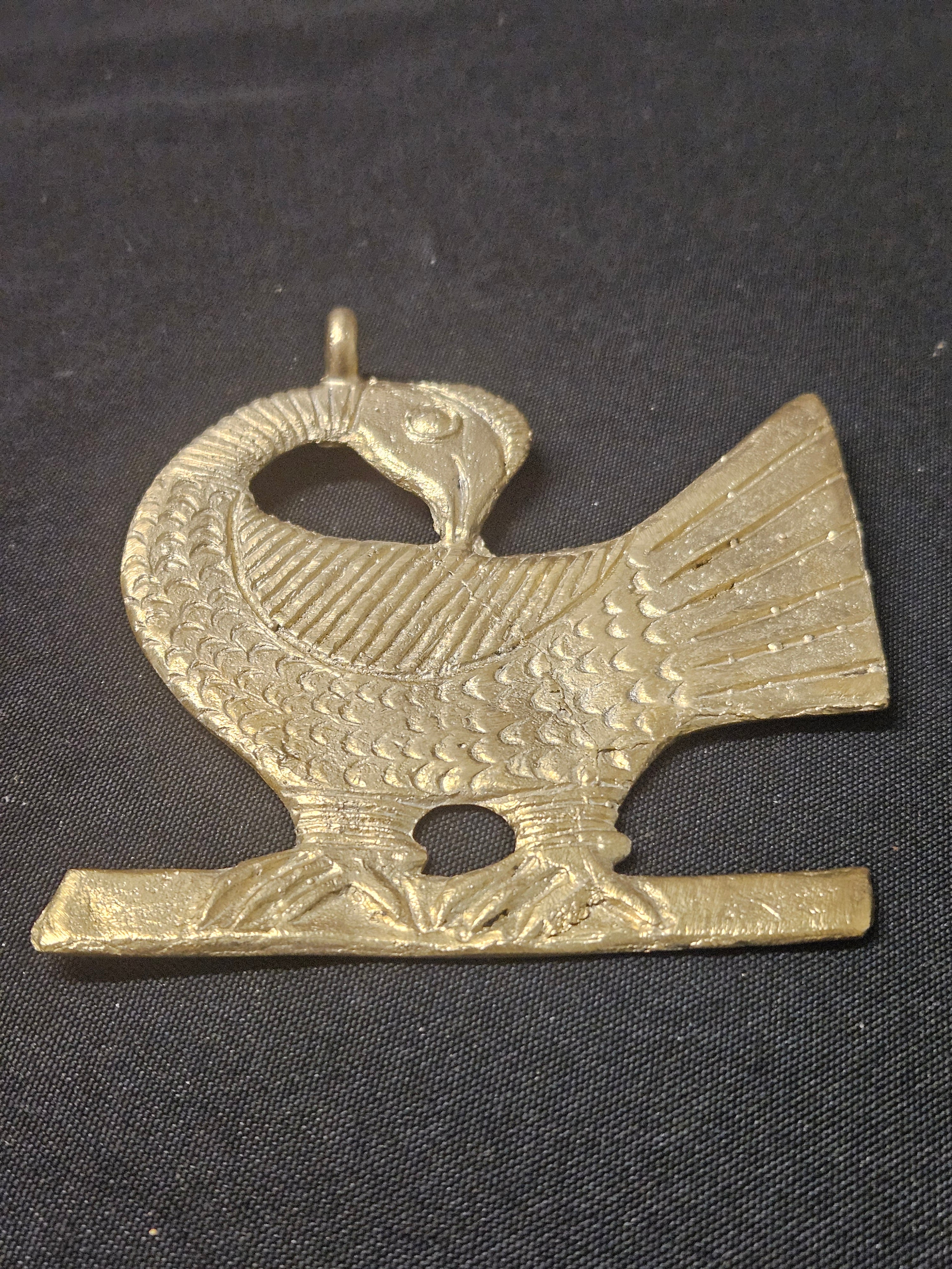 Oversized Sankofa Bird Ashanti Brass Pendant – Handcrafted Adinkra Symbol from Ghana (4" x 4.5")