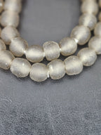 Authentic Smoke Gray Krobo Translucent Recycled Glass Beads | Handmade Ghana Glass Beads 12–14mm