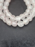 Authentic African Beads from Ghana | Chunky Blush Frost Translucent Recycled Glass Beads | Handmade Krobo Beads 12–14mm