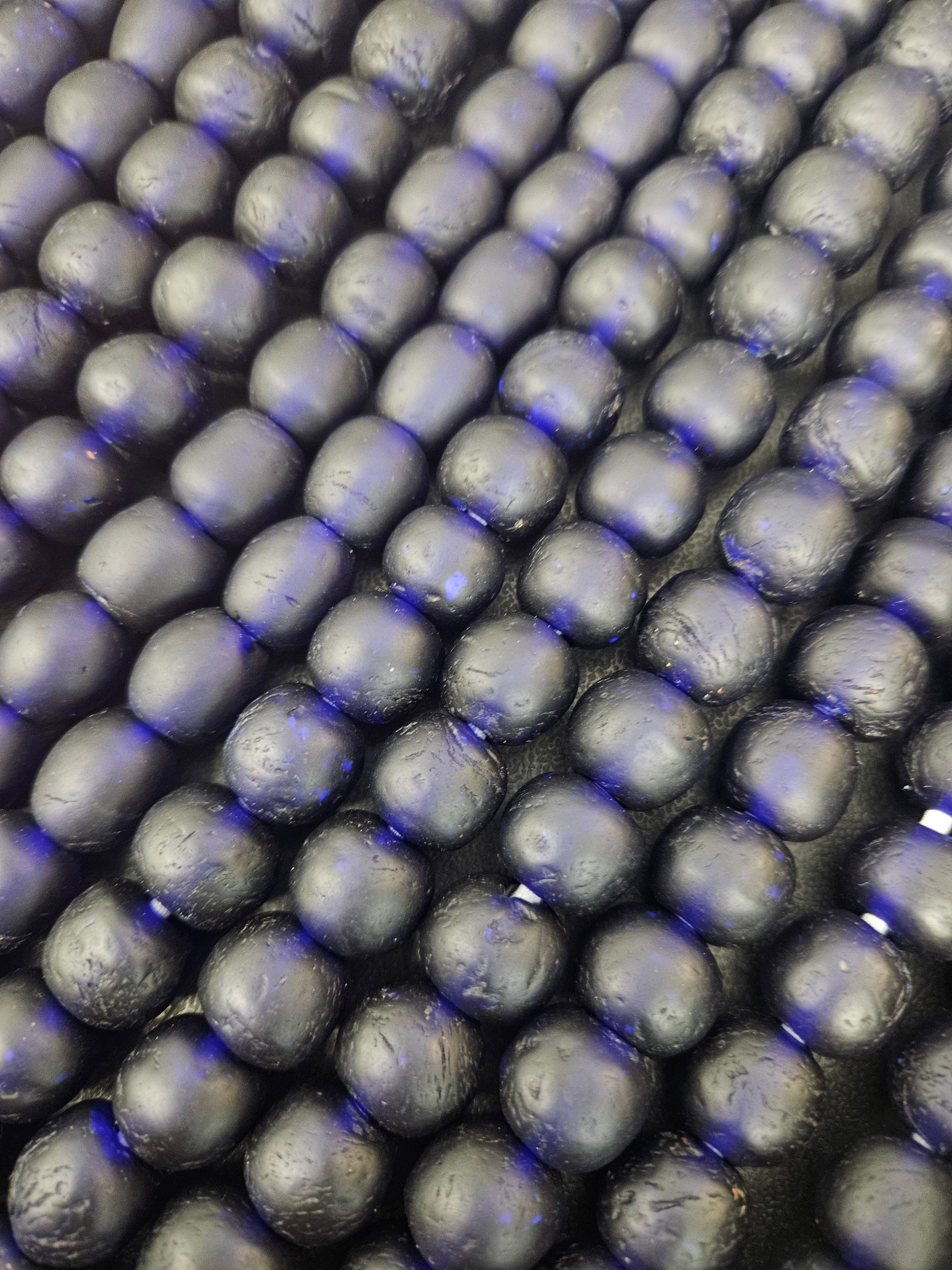 African Glass Beads – Deep Indigo Krobo Pocket Beads from Ghana