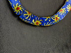 Painted Krobo Glass Tube Beads | Royal Blue Recycled Glass Tube Beads | Handmade in Ghana | 13–14×26–30mm