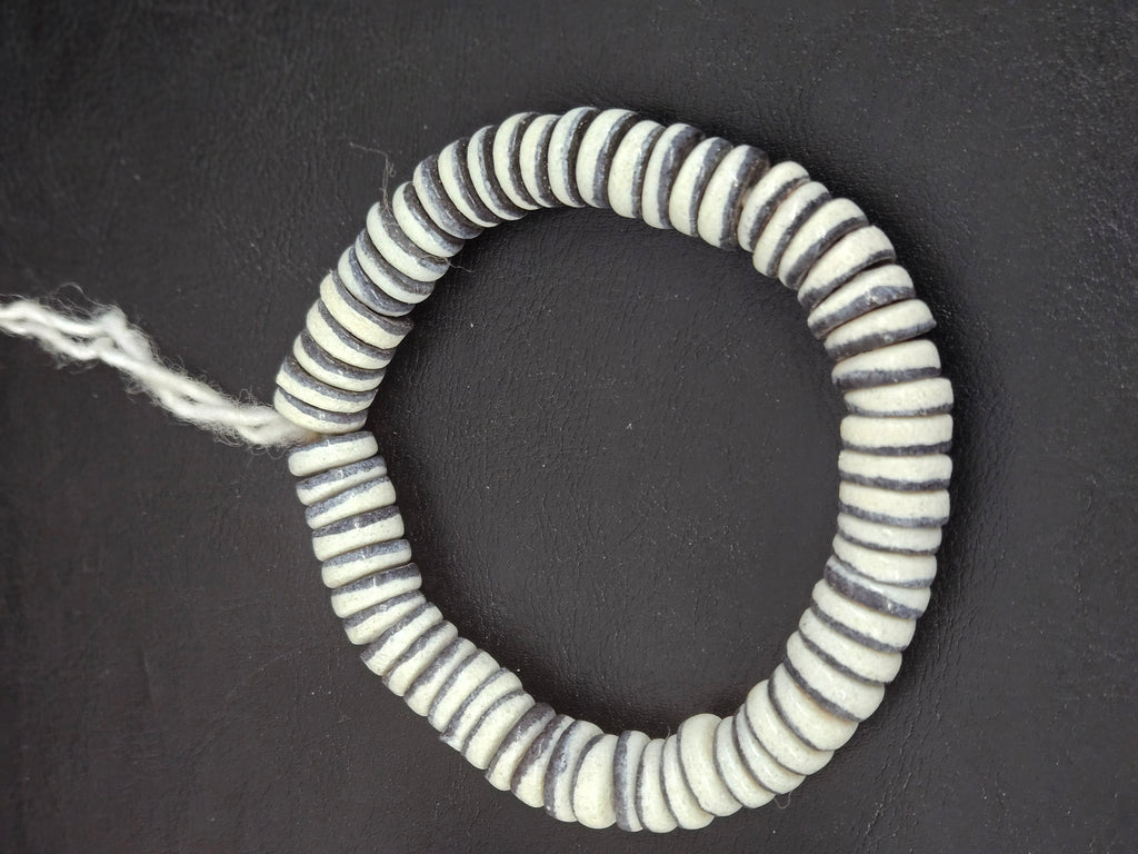 Handcrafted Krobo Glass Beads | Chalk White and Black Spacer