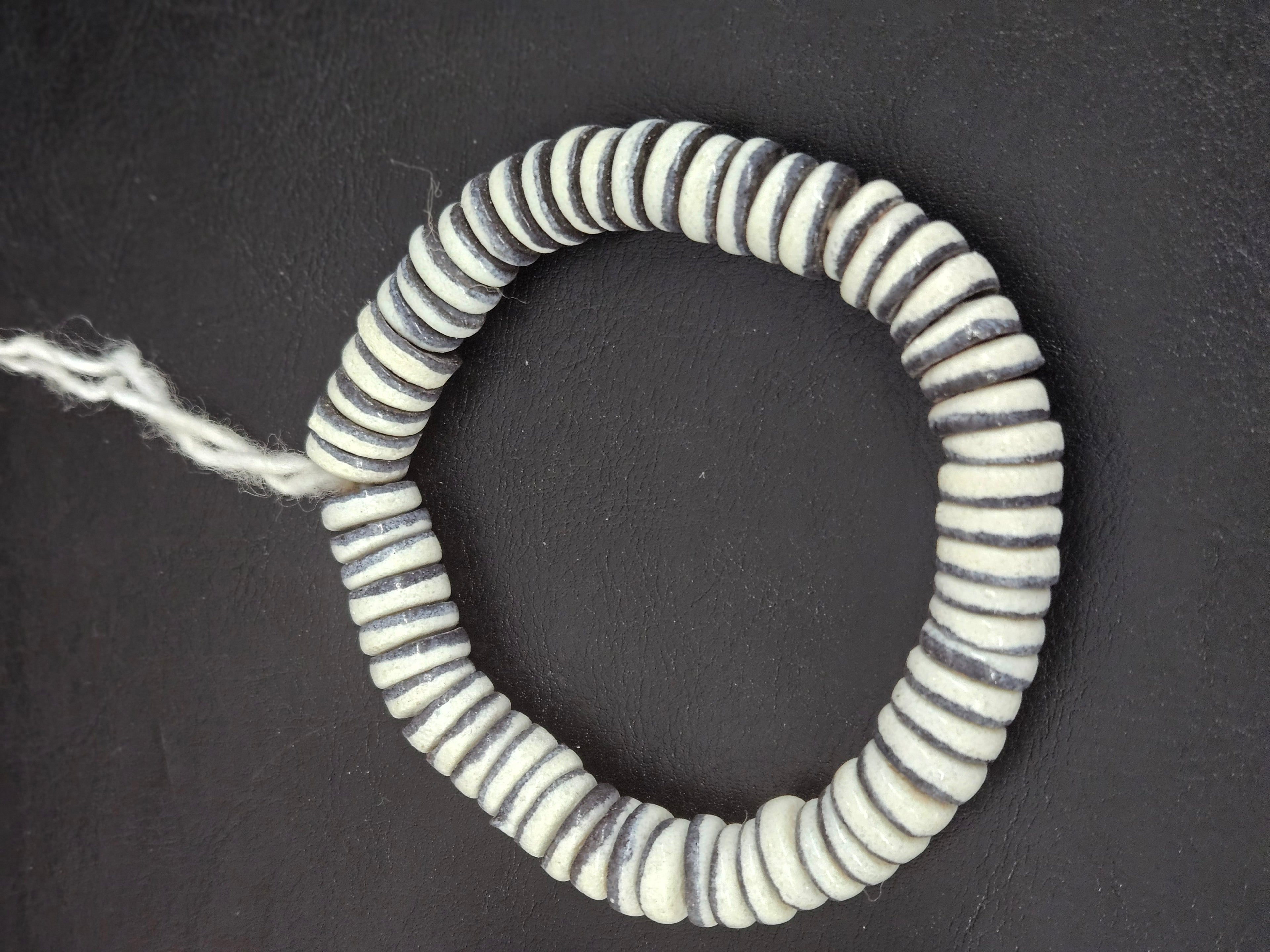 Handcrafted Krobo Glass Beads | Chalk White and Black Spacer