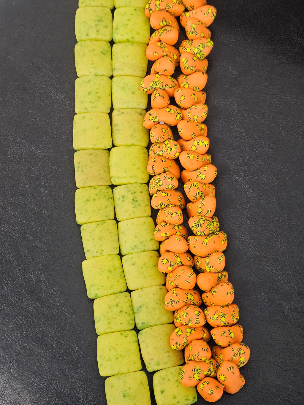 African Krobo Glass Bead Bundles | Canoe & Pillow Square Beads