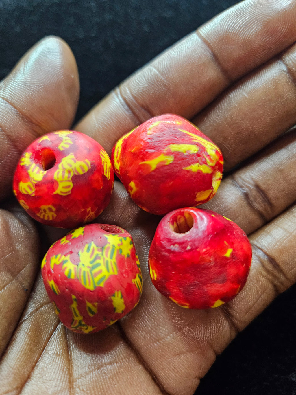 22mm Fused Krobo Focal Bead (3–4mm Hole) | Recycled Glass Ghana