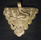 African Brass Lion Pendant with Adinkrahene Symbol – Ghana