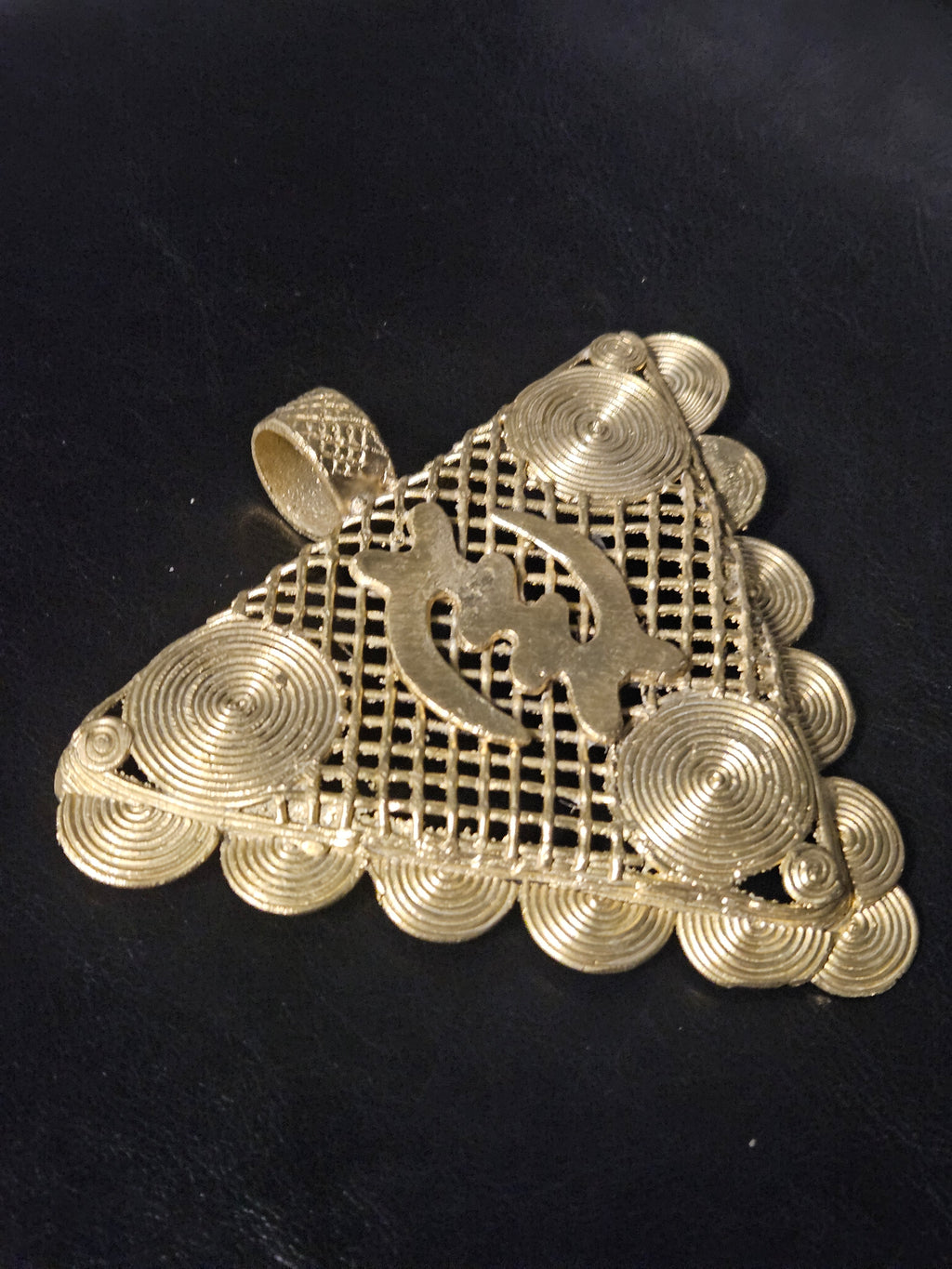 Oversized Gye Nyame Brass Statement Pendant – Ghanaian Adinkra Design