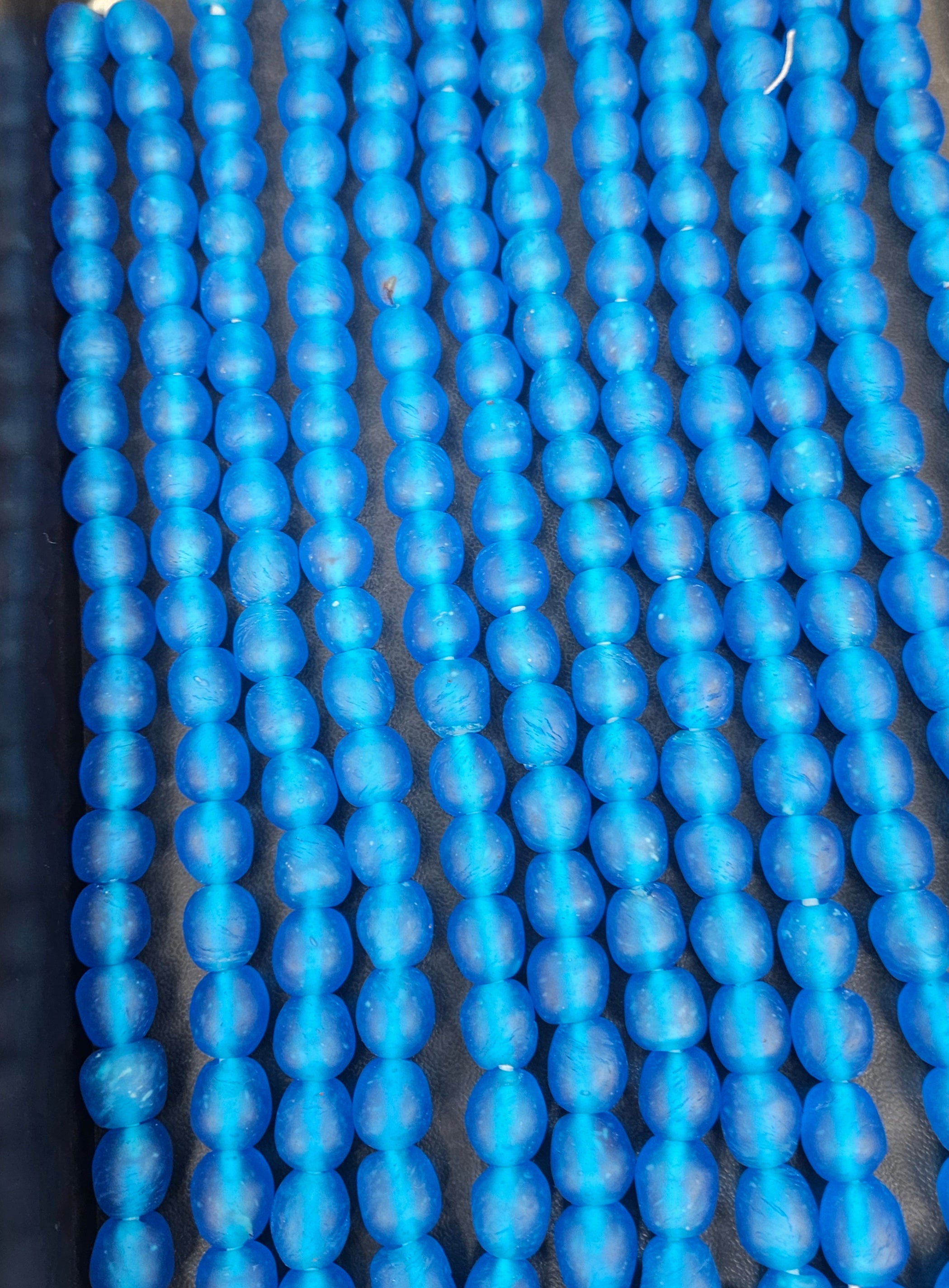 Handmade Blue Krobo Pocket Glass Beads from Ghana for Jewelry Making