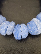 Cornflower Blue Krobo Sugar Glass Rondelle Beads | Handcrafted Recycled Glass Beads from Ghana | Approx. 30 Beads Per Strand