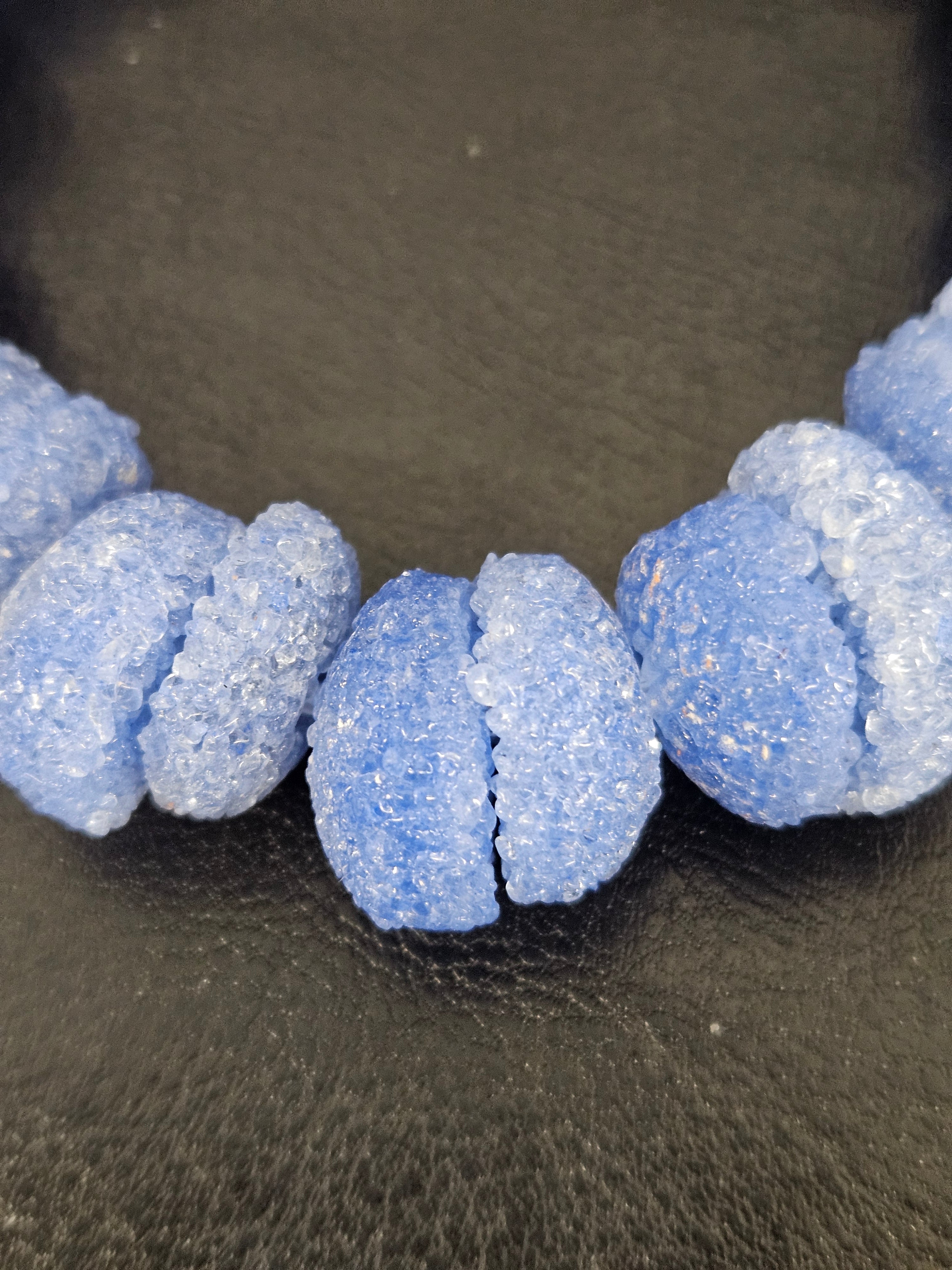 Cornflower Blue Krobo Sugar Glass Rondelle Beads | Handcrafted Recycled Glass Beads from Ghana | Approx. 30 Beads Per Strand