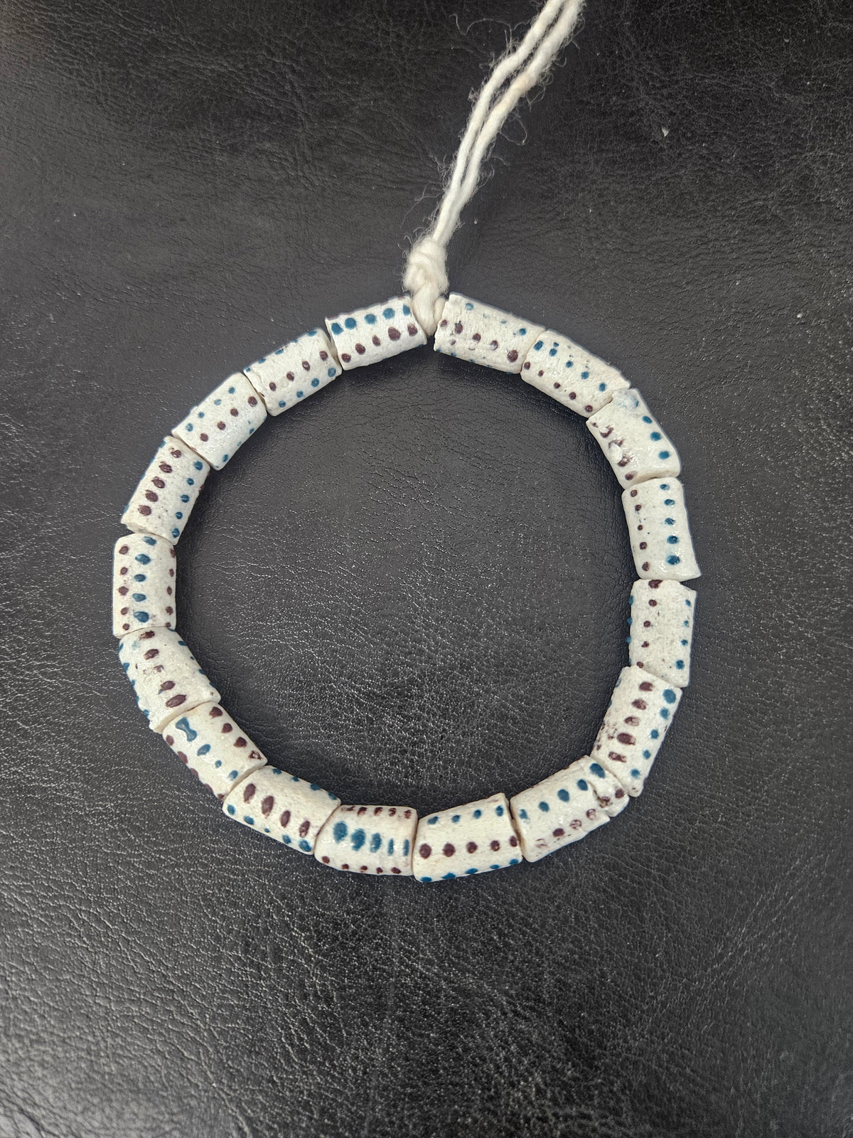 Authentic African Painted Glass Short Tube Beads from Ghana | Ivory Krobo Recycled Glass Jewelry Beads