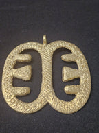 Large Handcrafted Ese Ne Tekrema African Brass Pendant | Authentic Ghana Adinkra Symbol