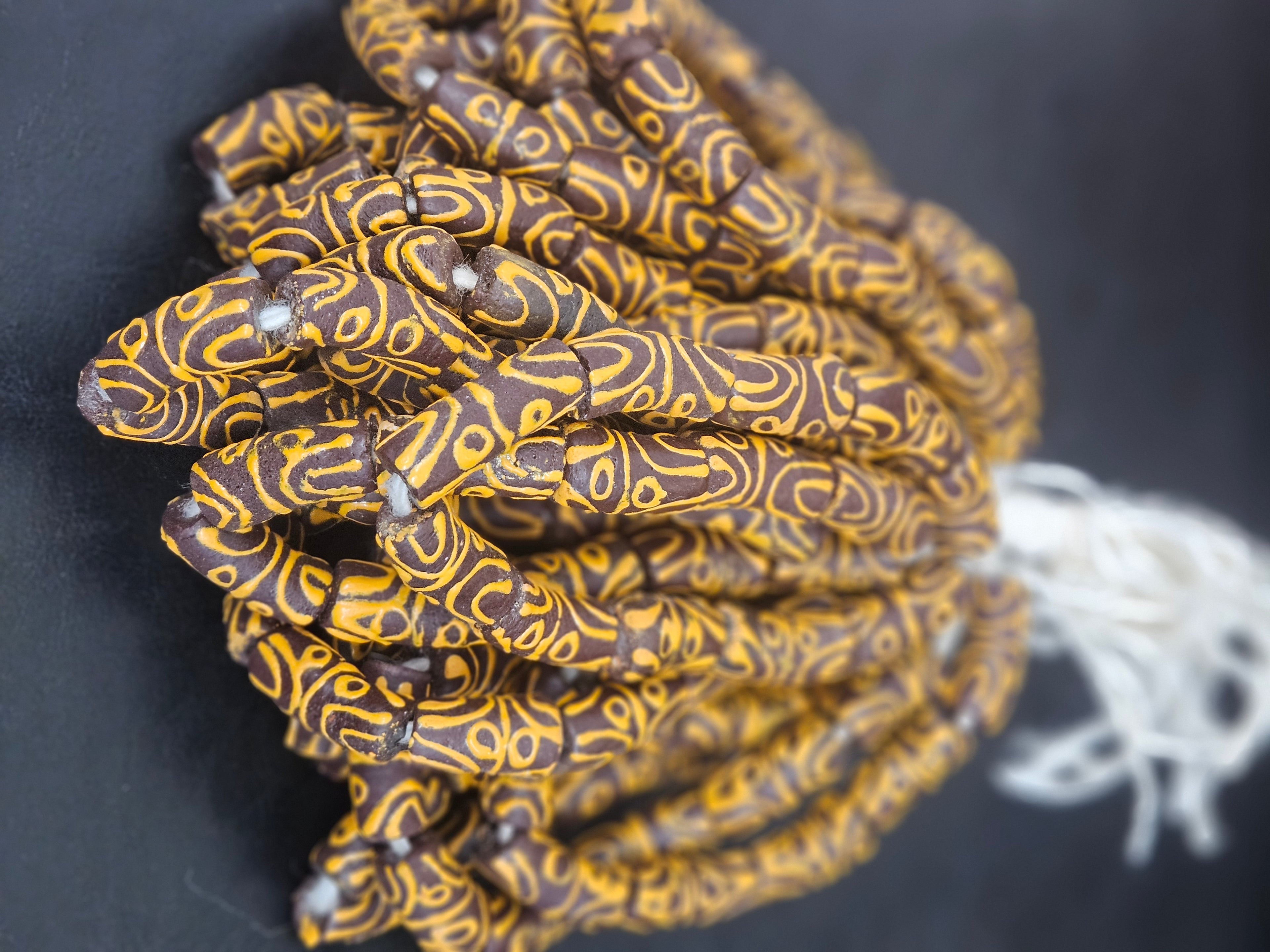 Handcrafted Krobo Glass Beads | Brown and Tan