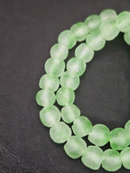 Authentic Mint Green Krobo Translucent Recycled Glass Beads | Handmade Ghana Glass Beads 12–14mm