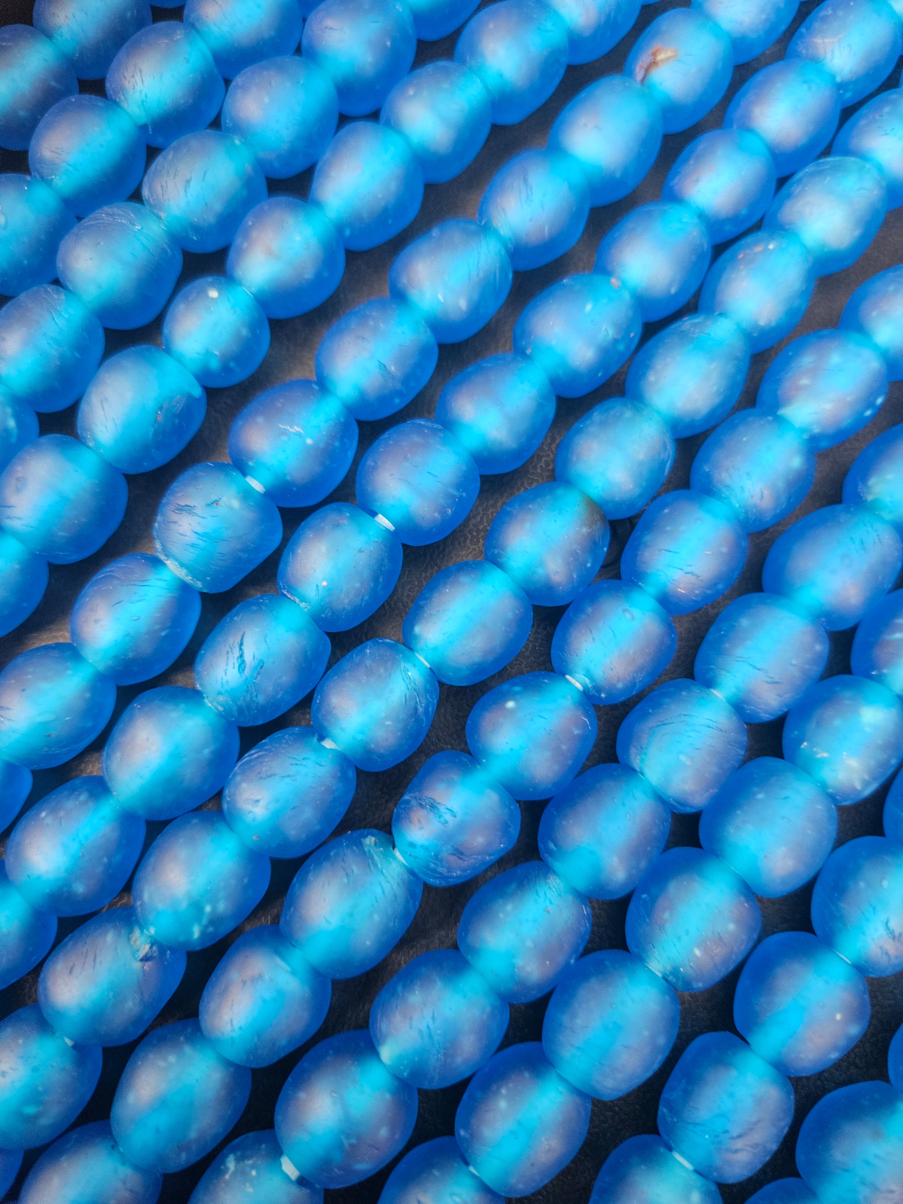 Handmade Blue Krobo Pocket Glass Beads from Ghana for Jewelry Making