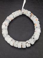 White Confetti Krobo Sugar Glass Short Tube Beads | Handcrafted Recycled Glass Beads from Ghana | Approx. 32 Beads Per Strand