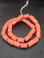 Terracotta Red Bead Shape Organic Pillow Cube (Flat Cube) handcrafted Ghanaian recycled glass beads