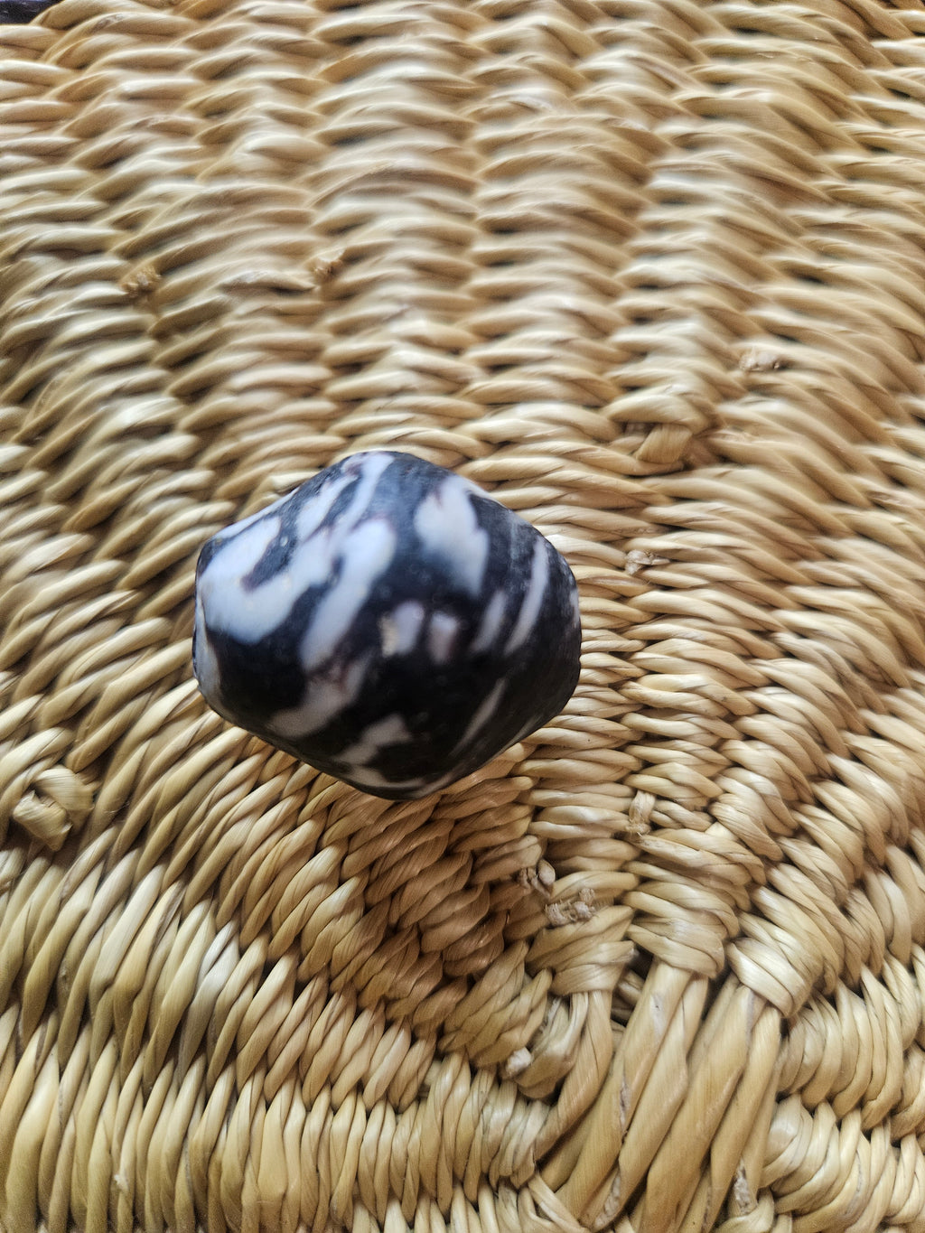 24mm Fused Krobo Recycled Glass Focal Bead – Midnight Marble