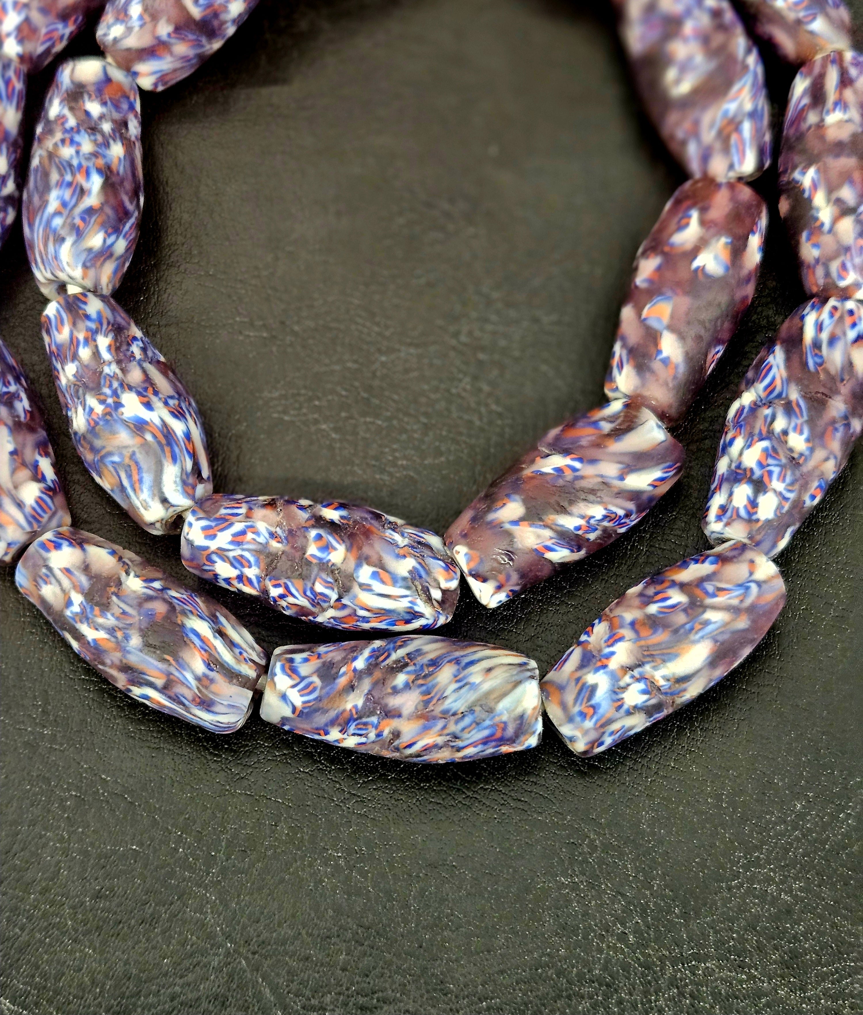 XL Indigo Fusion Krobo Recycled Glass Beads | Handmade Ghana Statement Beads