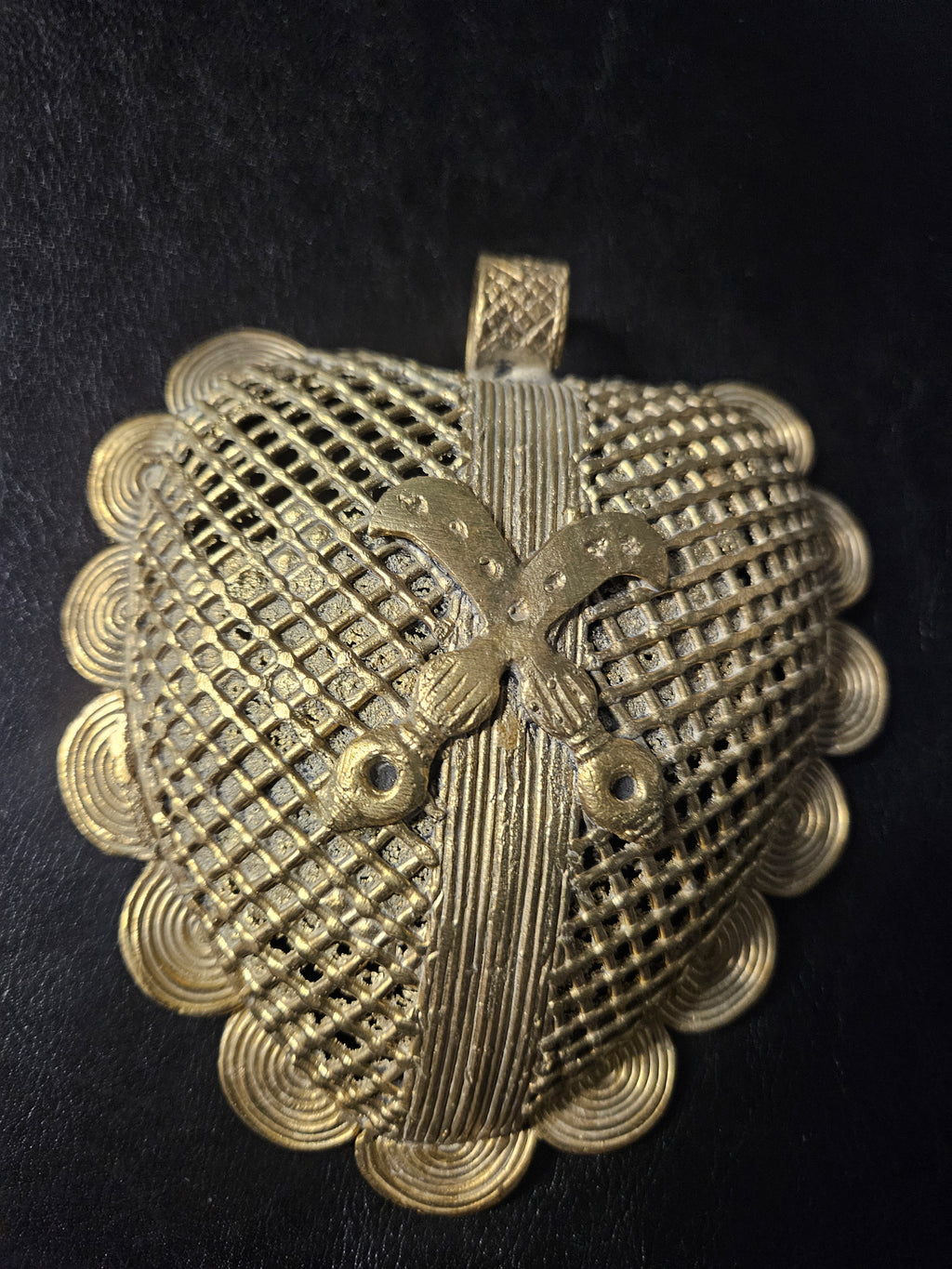Oversized Akofena Adinkra Symbol Brass Pendant Handmade in Ghana
