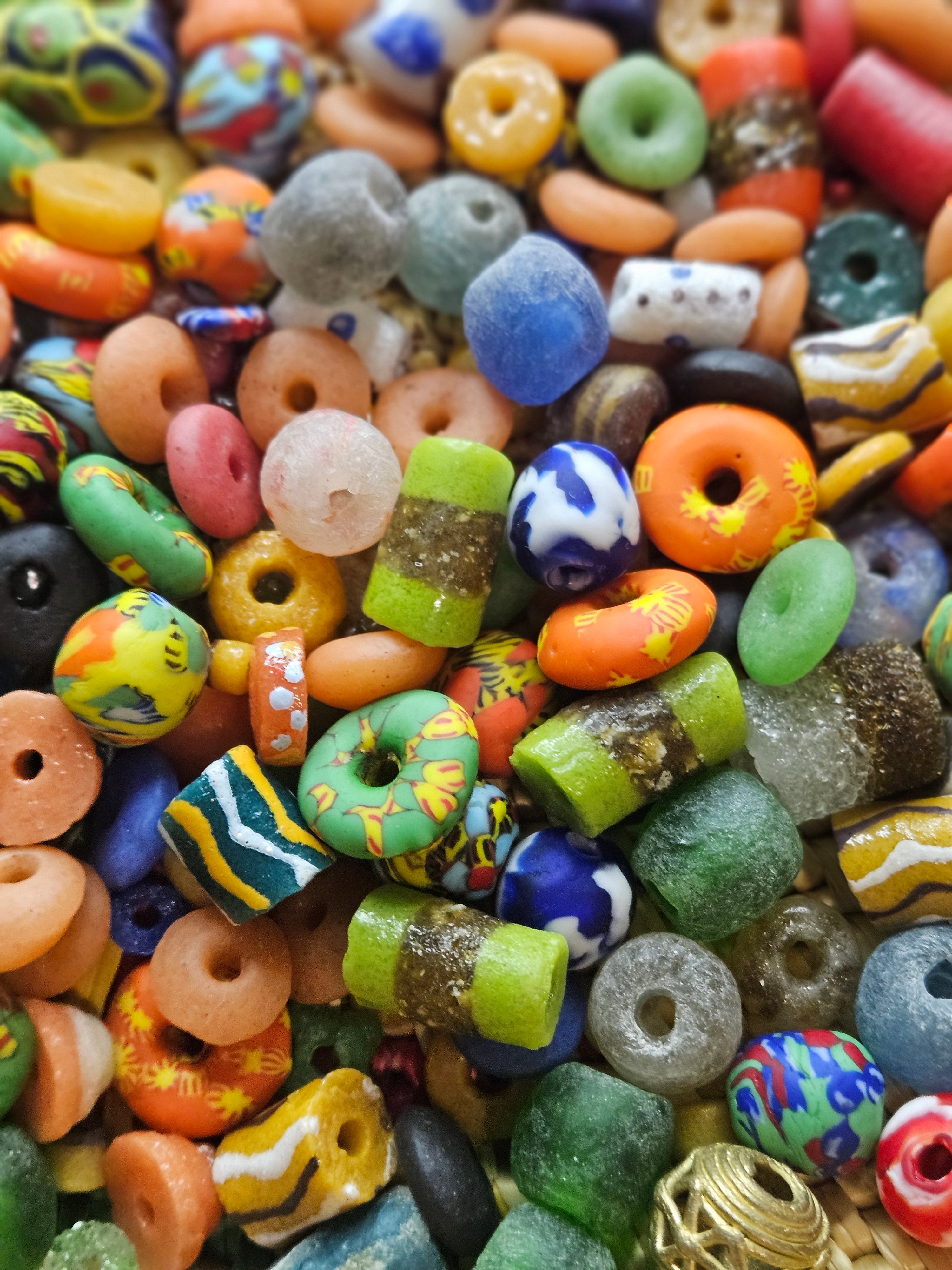 Large Assorted Krobo Recycled Glass Bead Batch
