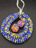 Blue African Beads Bundle – Krobo Glass Rondelles + Bicone Focal Beads