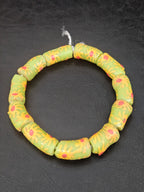 Painted Krobo Glass Tube Beads | Sage Green Recycled Glass Tube Beads | Handmade in Ghana | 13–14×26–30mm