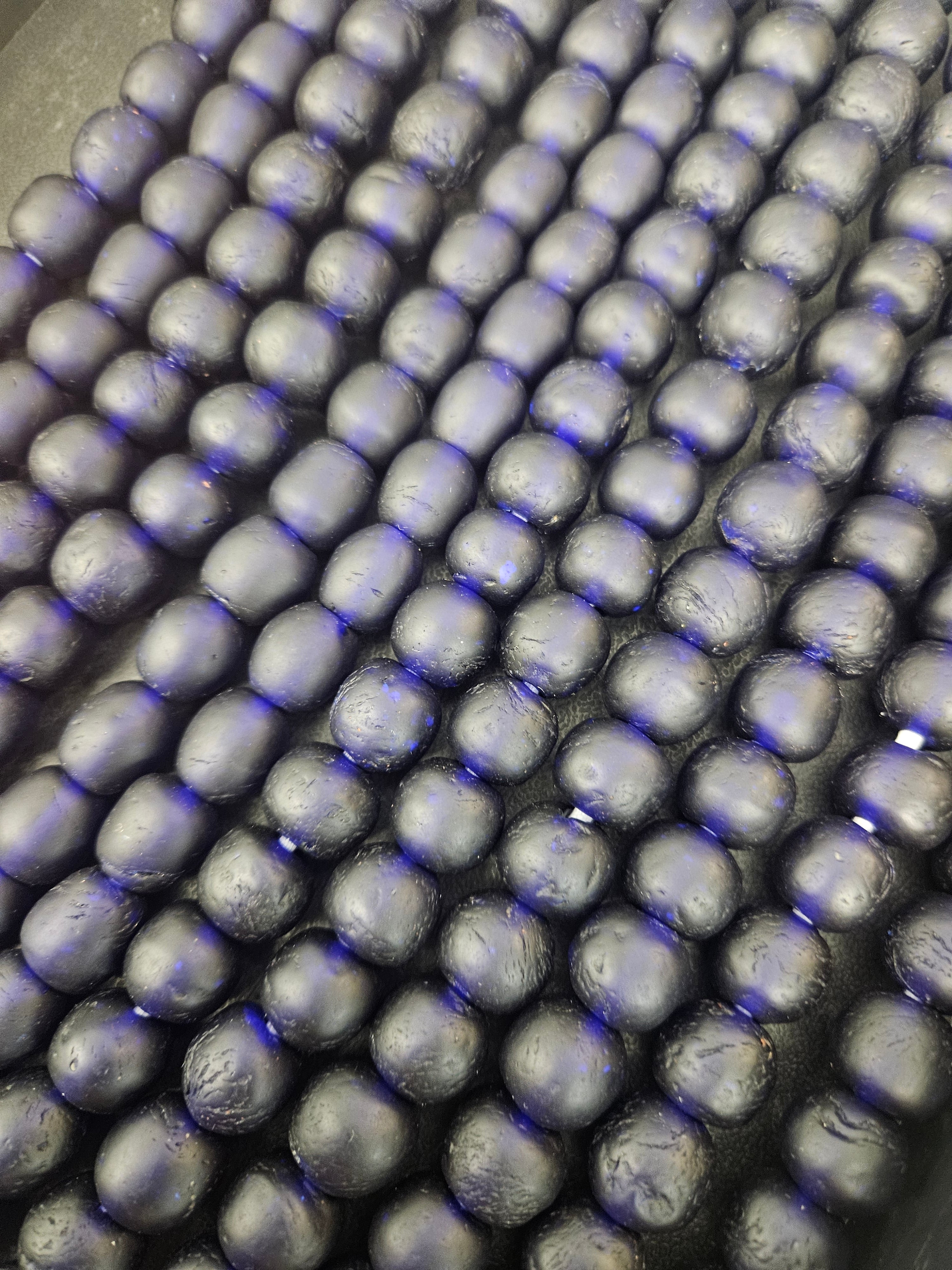 African Glass Beads – Deep Indigo Krobo Pocket Beads from Ghana